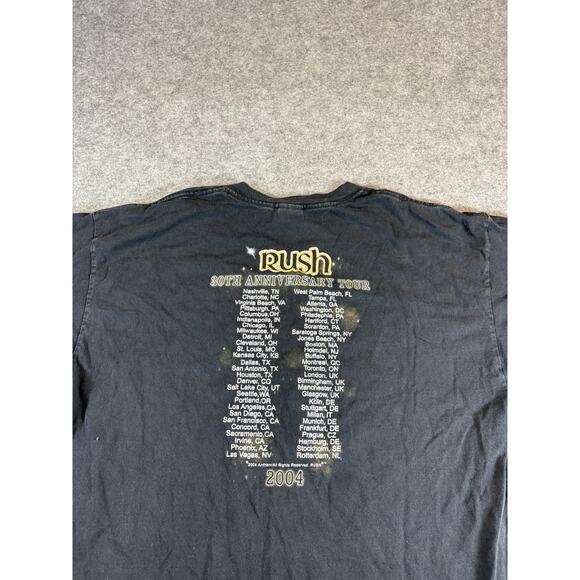 Vintage Y2K 2004 Rush 30th Anniversary Tour T-shirt Mens XL Star Dragon Concert - Picture 3 of 7